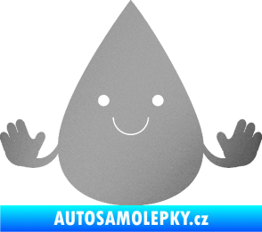 Samolepka Kapka 001 veselá stříbrná metalíza