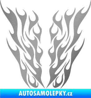 Samolepka Kapota 012 plameny stříbrná metalíza
