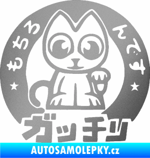 Samolepka Kočička lucky cat JDM 002  stříbrná metalíza