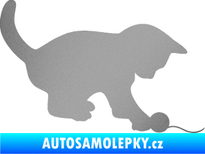 Samolepka Kočka 002 pravá stříbrná metalíza