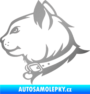 Samolepka Kočka 003 levá stříbrná metalíza
