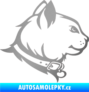 Samolepka Kočka 003 pravá stříbrná metalíza