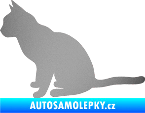 Samolepka Kočka 008 levá stříbrná metalíza