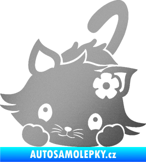 Samolepka Kočka 012 levá stříbrná metalíza