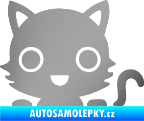Samolepka Kočka 014 pravá kočka v autě stříbrná metalíza