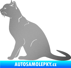 Samolepka Kočka 021 levá stříbrná metalíza