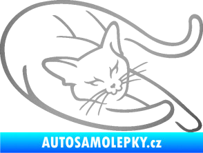 Samolepka Kočka 022 pravá stříbrná metalíza