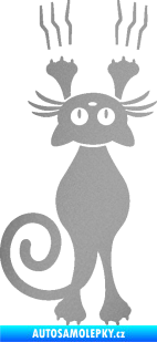 Samolepka Kočka 023 levá s drápanci stříbrná metalíza