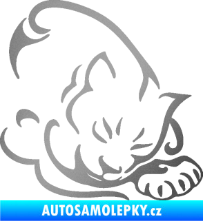 Samolepka Kočka 030 pravá stříbrná metalíza