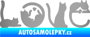 Samolepka Kočky love stříbrná metalíza