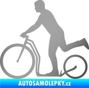 Samolepka Koloběžka 001 levá jízda  stříbrná metalíza