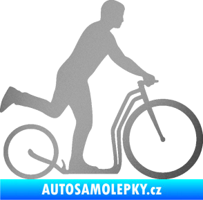 Samolepka Koloběžka 001 pravá jízda  stříbrná metalíza