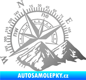 Samolepka Kompas 002 levá hory stříbrná metalíza