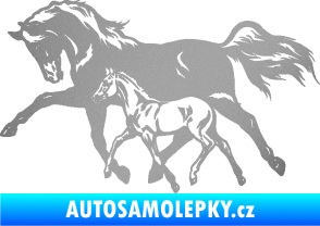 Samolepka Koníci 003 levá kobylka s hříbětem stříbrná metalíza