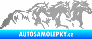 Samolepka Koníci 004 pravá stádo stříbrná metalíza