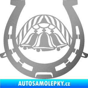 Samolepka Koňská podkova 005 se zvonečky stříbrná metalíza