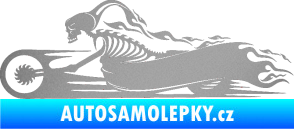 Samolepka Kostra na motorce s plameny levá stříbrná metalíza