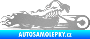 Samolepka Kostra na motorce s plameny pravá stříbrná metalíza