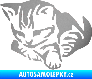 Samolepka Koťátko 003 levá stříbrná metalíza