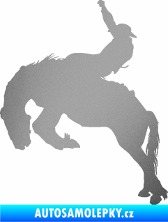 Samolepka Kovboj 001 levá rodeo na koni stříbrná metalíza