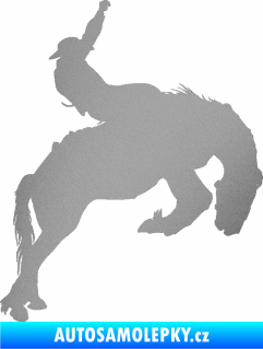 Samolepka Kovboj 001 pravá rodeo na koni stříbrná metalíza