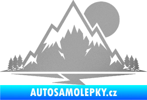 Samolepka Krajina hory 001 pravá stříbrná metalíza
