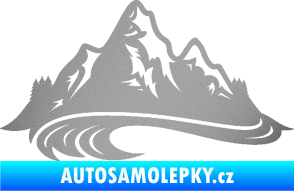 Samolepka Krajina hory 008 levá stříbrná metalíza