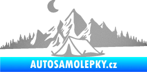 Samolepka Krajina hory 023 levá kempování stříbrná metalíza