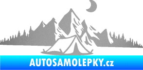 Samolepka Krajina hory 023 pravá kempování stříbrná metalíza
