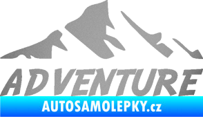 Samolepka Krajina hory 040 turistika, nápis Adventure stříbrná metalíza