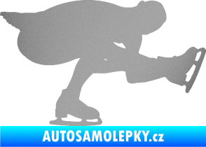 Samolepka Krasobruslení 007 pravá krasobruslařka stříbrná metalíza