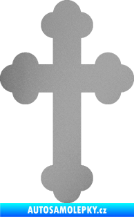 Samolepka Křesťanský kříž 001 stříbrná metalíza