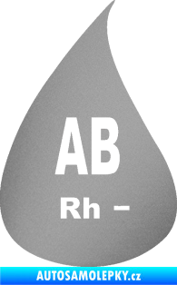 Samolepka Krevní skupina AB Rh- kapka stříbrná metalíza
