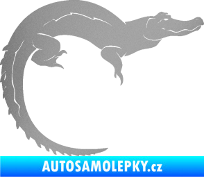 Samolepka Krokodýl 001 pravá stříbrná metalíza
