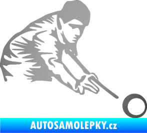 Samolepka Kulečník 001 pravá hráč s tágem stříbrná metalíza
