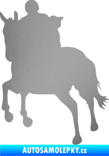 Samolepka Kůň 021 levá s jezdcem stříbrná metalíza