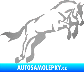 Samolepka Kůň 025 pravá skok stříbrná metalíza