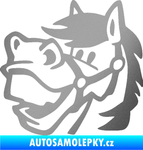 Samolepka Kůň 041 levá veselý stříbrná metalíza