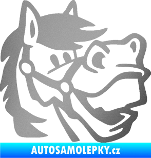 Samolepka Kůň 041 pravá veselý  stříbrná metalíza