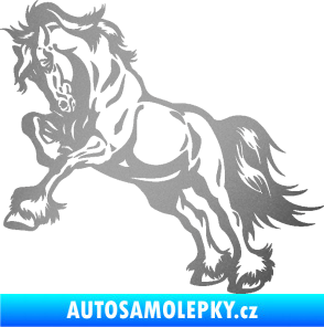 Samolepka Kůň 055 levá stříbrná metalíza