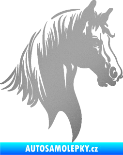 Samolepka Kůň 066 pravá hlava s hřívou stříbrná metalíza