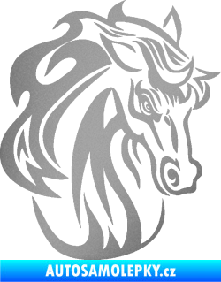 Samolepka Kůň 069 pravá hlava s hřívou stříbrná metalíza