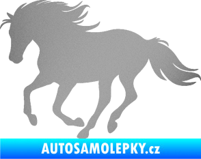 Samolepka Kůň 071 levá běžící stříbrná metalíza
