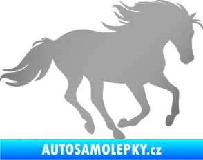 Samolepka Kůň 071 pravá běžící stříbrná metalíza