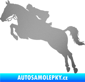 Samolepka Kůň 076 levá parkur stříbrná metalíza