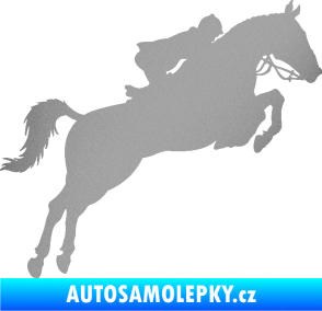 Samolepka Kůň 076 pravá parkur stříbrná metalíza