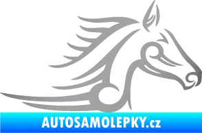 Samolepka Kůň 081 pravá hlava tattoo stříbrná metalíza