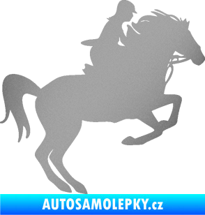 Samolepka Kůň 091 pravá skok stříbrná metalíza