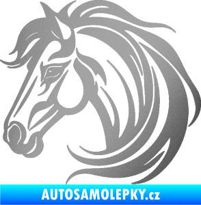 Samolepka Kůň 103 levá hlava stříbrná metalíza