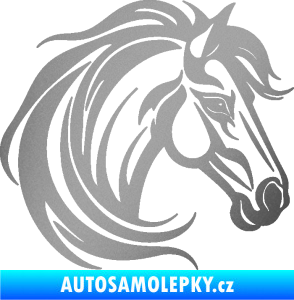 Samolepka Kůň 103 pravá hlava stříbrná metalíza
